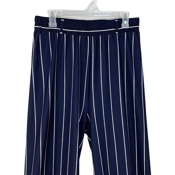 Lipslide Cabana Pants Women L Navy & White Stripe and Border Hem Elastic Waist - Picture 6 of 9